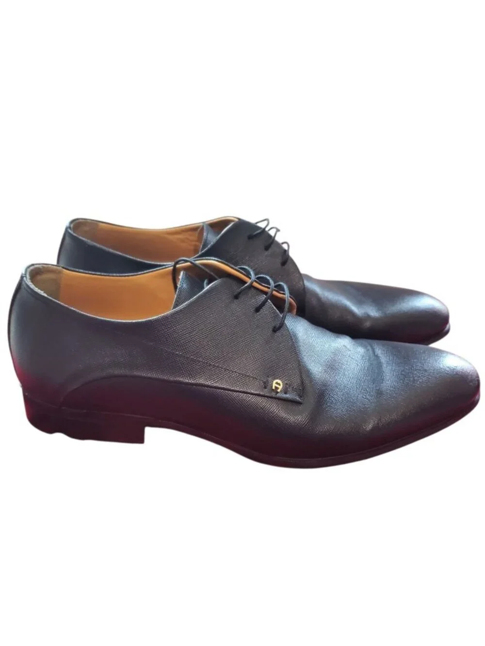 Aigner Mens Black Leather Derby Lace-Up Dress Shoes Size 43